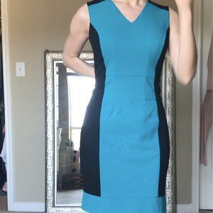 Calvin Klein Teal Blue Black Block Sheath Dress 2P